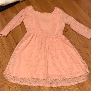 Pink lace long sleeve dress